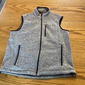 Orvis L Trout Bum Fleece Vest Heathered Gray Full Zip Pockets Utility  Hiking